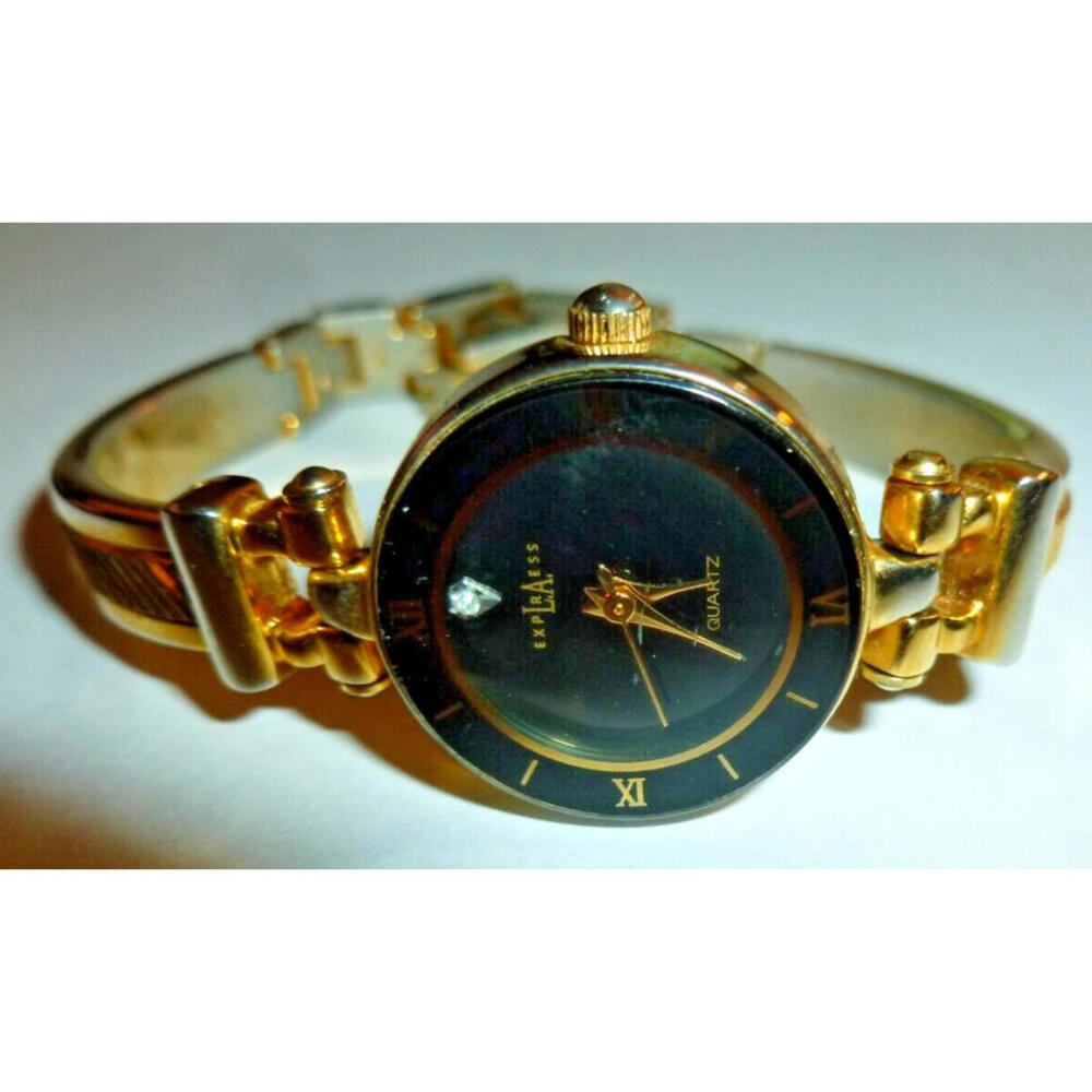 LA Express Quartz Vintage Ladies Watch Gold tone band
